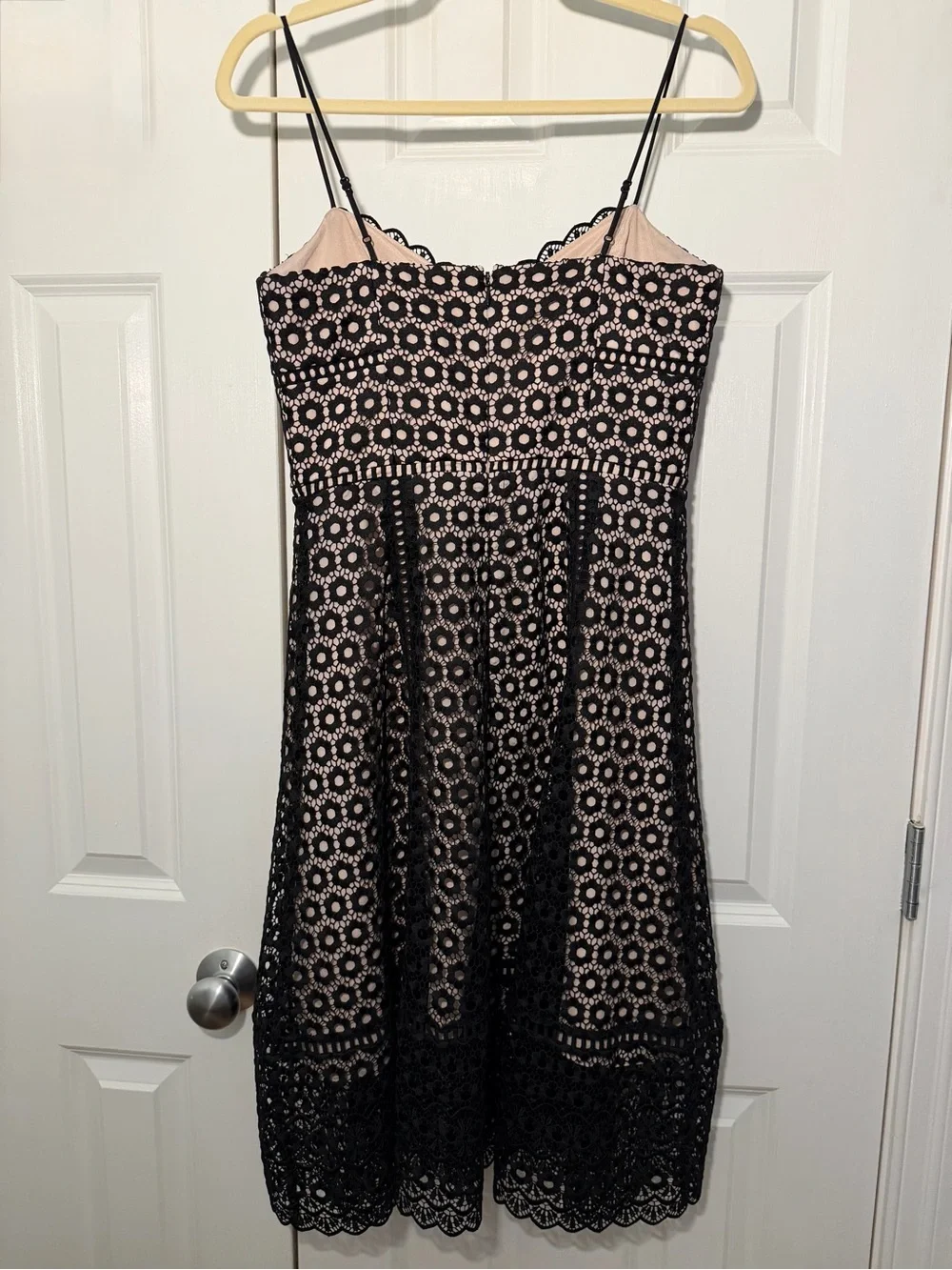 J. Crew Black Lace Midi Dress with Nude Lining